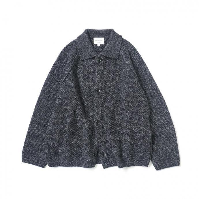 STILL BY HAND スティルバイハンド / KN04243 - MELANGE NAVY ローゲージ ニットブルゾン | STILL BY HAND