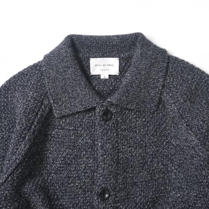 STILL BY HAND スティルバイハンド / KN04243 - MELANGE NAVY ローゲージ ニットブルゾン | STILL BY HAND | 02