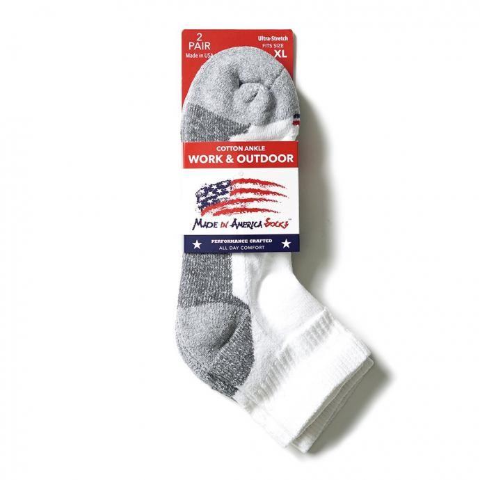 MADE IN AMERICA SOCKS / 2ペア アンクルソックス ホワイト Cotton Ankle 2 Pair Socks - White | 