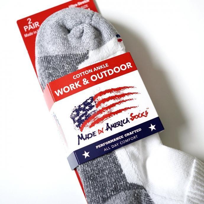MADE IN AMERICA SOCKS / 2ペア アンクルソックス ホワイト Cotton Ankle 2 Pair Socks - White |  | 01