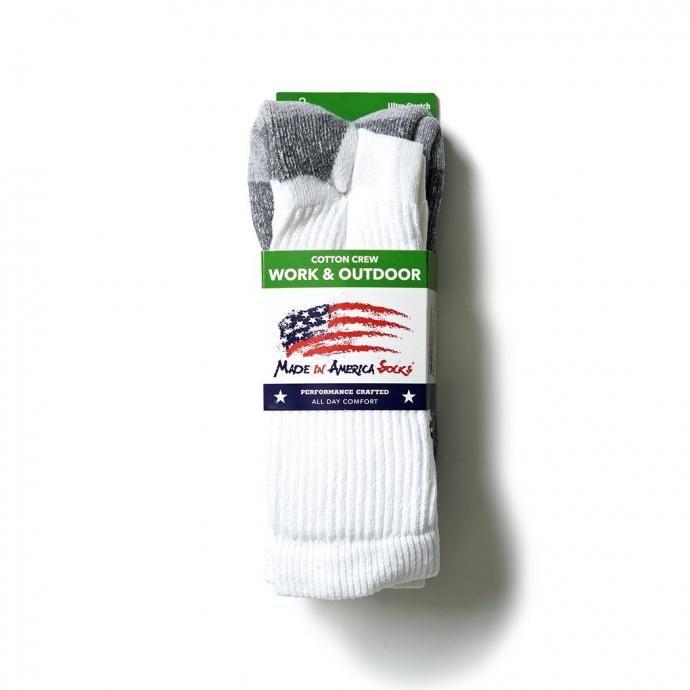 MADE IN AMERICA SOCKS / 2ペア クルーソックス ホワイト Cotton Crew 2 Pair Socks - White | 