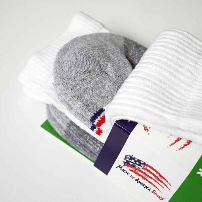 MADE IN AMERICA SOCKS / 2ペア クルーソックス ホワイト Cotton Crew 2 Pair Socks - White |  | 02