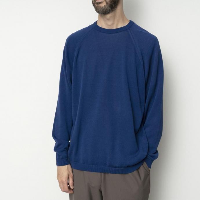 STILL BY HAND スティルバイハンド / KN04251 - NAVY 強撚コットン プルオーバーセーター ネイビー | STILL BY HAND | 05