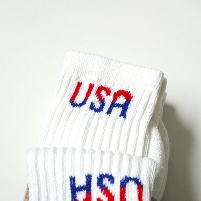 AWS / 3ペア クルーソックス USA／ホワイト 3P American Made Durable & Comfortable Crew Socks - White/USA Logo |  | 01