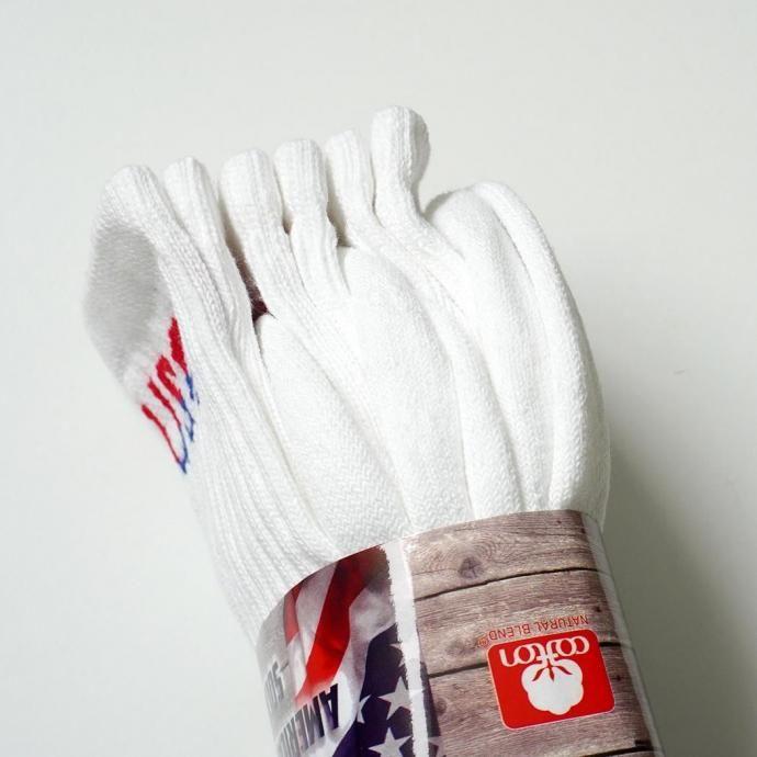 AWS / 3ペア クルーソックス USA／ホワイト 3P American Made Durable & Comfortable Crew Socks - White/USA Logo |  | 03
