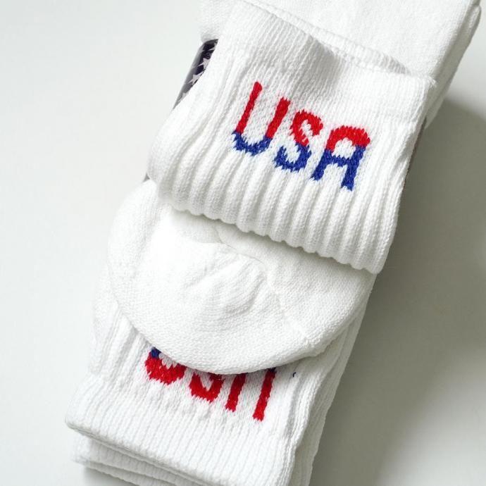 AWS / 3ペア クルーソックス USA／ホワイト 3P American Made Durable & Comfortable Crew Socks - White/USA Logo |  | 04