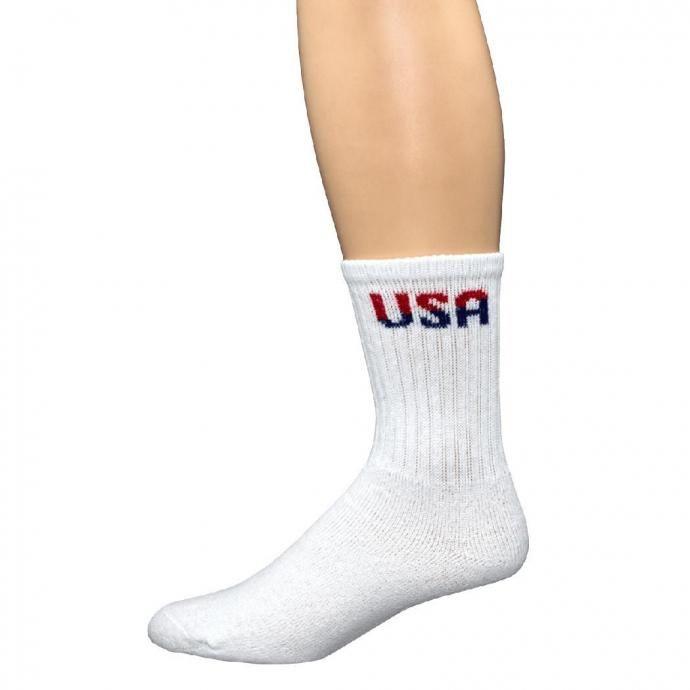 AWS / 3ペア クルーソックス USA／ホワイト 3P American Made Durable & Comfortable Crew Socks - White/USA Logo |  | 05