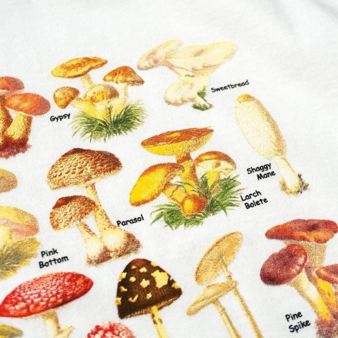 Atlas Screen Printing / Ultimate Mushroom Guide - White キノコ プリントTシャツ 別注ホワイト Wild Cotton Tee |  | 04