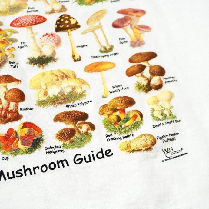Atlas Screen Printing / Ultimate Mushroom Guide - White キノコ プリントTシャツ 別注ホワイト Wild Cotton Tee |  | 05