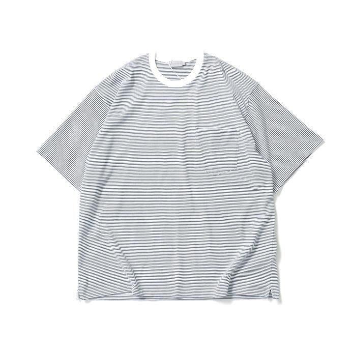 handvaerk ハンドバーク / 60/2 S/S BIG T-SHIRT STRIPE クルーネック ボーダー 半袖 ビッグTシャツ WHITE×BLACK 6524 | handvaerk