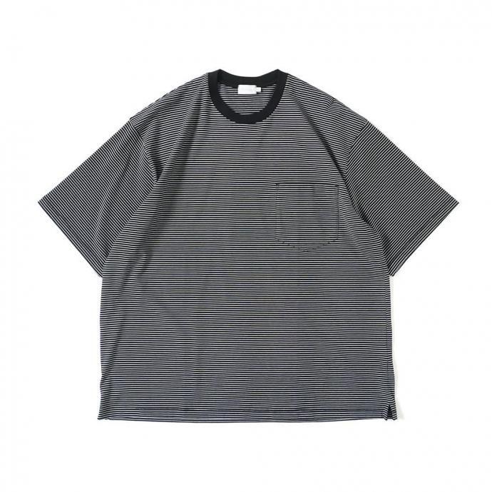 handvaerk ハンドバーク / 60/2 S/S BIG T-SHIRT STRIPE クルーネック ボーダー 半袖 ビッグTシャツ BLACK×WHITE 6524 | handvaerk