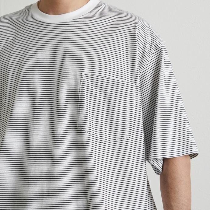 handvaerk ハンドバーク / 60/2 S/S BIG T-SHIRT STRIPE クルーネック ボーダー 半袖 ビッグTシャツ BLACK×WHITE 6524 | handvaerk | 07