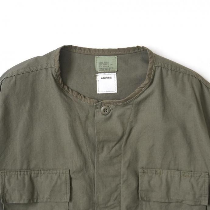 oddment / TACTICAL RIPSTOP JKT - Olive タクティカルシャツ リメイクノーカラーブルゾン オリーブ |  | 02