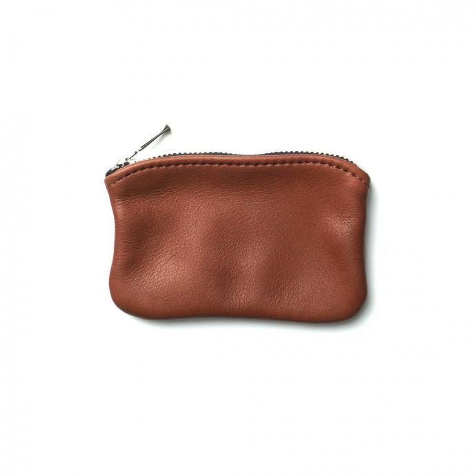 MOONSHINE LEATHER COMPANY / 5-inch Zippered Pouch - Cognac ムーンシャインレザーカンパニー ジッパー付きポーチ 5インチ コニャック アメリカ製 Made in USA | 