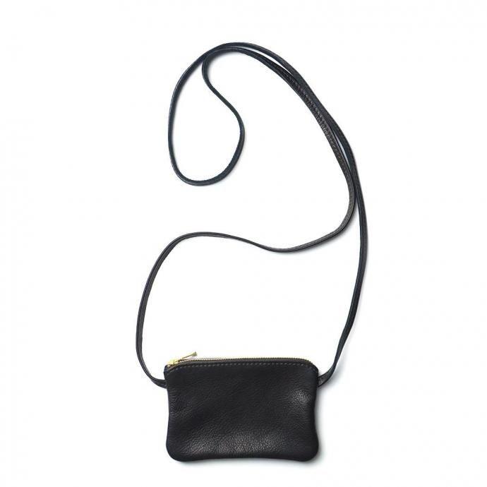 MOONSHINE LEATHER COMPANY / 6" Zippered Pouch w/52" Leather Code - Black ムーンシャインレザー ショルダーポーチ ブラック アメリカ製 Made in USA | 