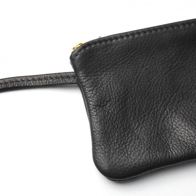 MOONSHINE LEATHER COMPANY / 6" Zippered Pouch w/52" Leather Code - Black ムーンシャインレザー ショルダーポーチ ブラック アメリカ製 Made in USA |  | 01