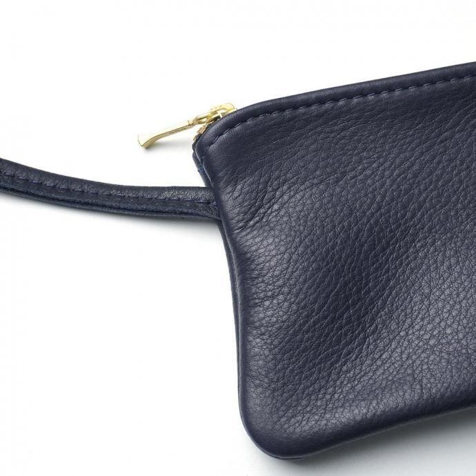 MOONSHINE LEATHER COMPANY / 6" Zippered Pouch w/52" Leather Code - Navy ムーンシャインレザー ショルダーポーチ ネイビー アメリカ製 Made in USA |  | 01