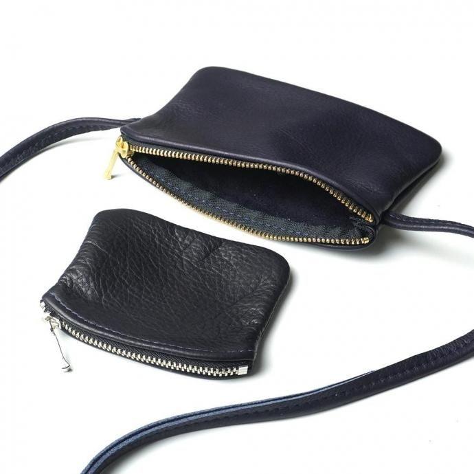 MOONSHINE LEATHER COMPANY / 6" Zippered Pouch w/52" Leather Code - Navy ムーンシャインレザー ショルダーポーチ ネイビー アメリカ製 Made in USA |  | 03