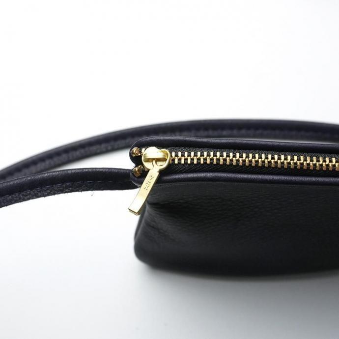 MOONSHINE LEATHER COMPANY / 6" Zippered Pouch w/52" Leather Code - Navy ムーンシャインレザー ショルダーポーチ ネイビー アメリカ製 Made in USA |  | 04