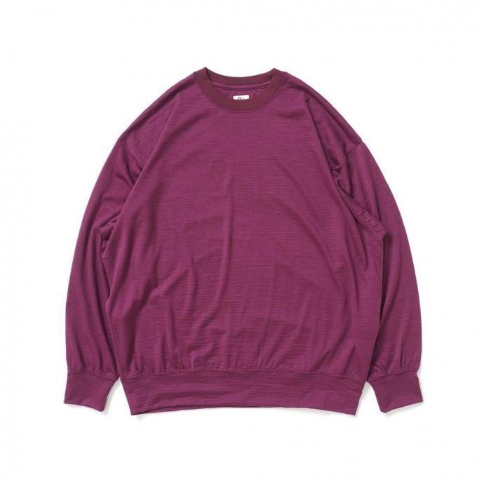 O- オー / MERINO SWEATSHIRT - Bordeaux Purple Stripe マイクロボーダー メリノウールカットソー O-W-21 | オー