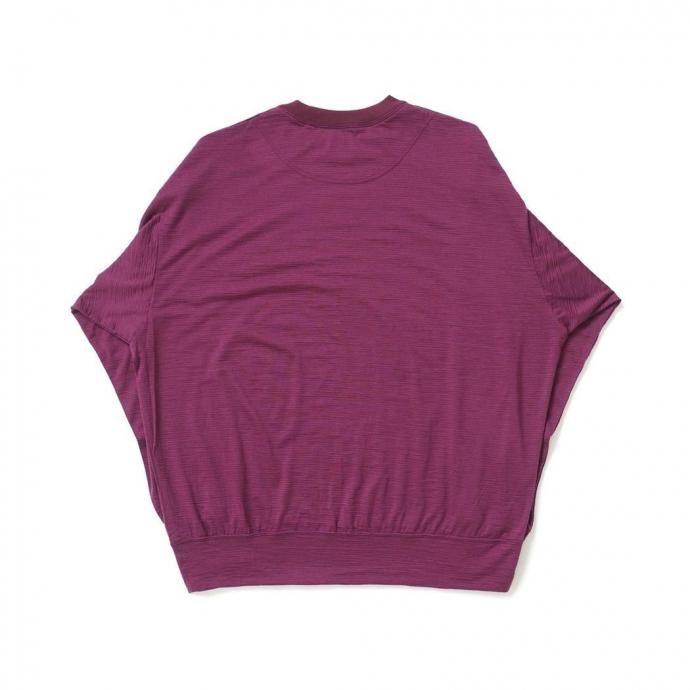 O- オー / MERINO SWEATSHIRT - Bordeaux Purple Stripe マイクロボーダー メリノウールカットソー O-W-21 | オー | 01