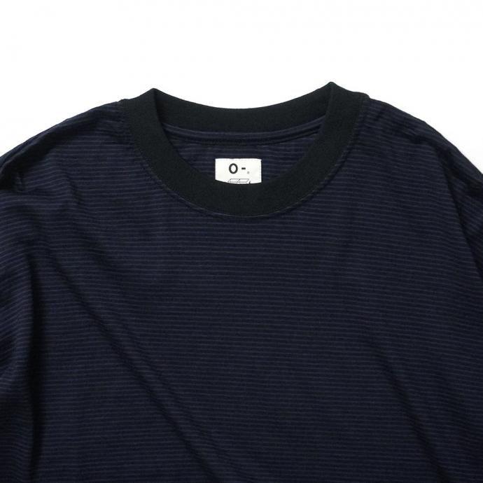 O- オー / MERINO SWEATSHIRT - Black Navy Stripe マイクロボーダー メリノウールカットソー O-W-21 | オー | 02
