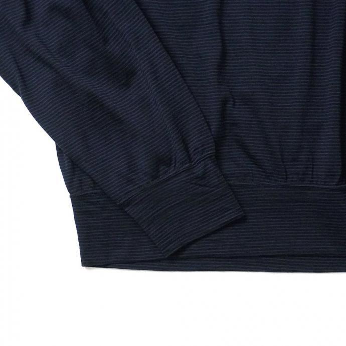 O- オー / MERINO SWEATSHIRT - Black Navy Stripe マイクロボーダー メリノウールカットソー O-W-21 | オー | 04