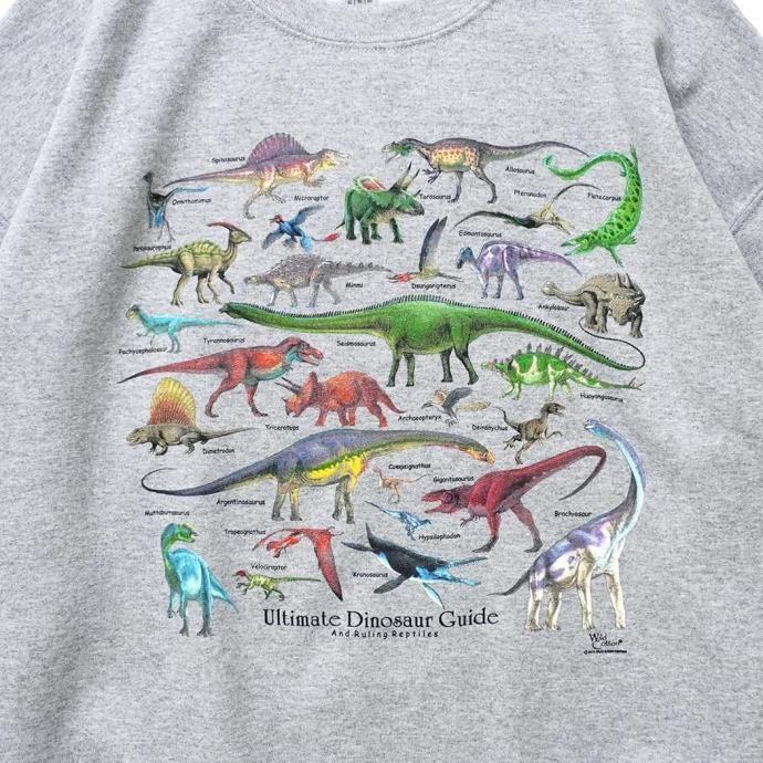Atlas Screen Printing / Ultimate Dinosaur Guide - Grey 恐竜 スウェットシャツ 別注グレーボディ |  | 02