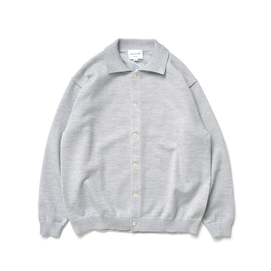 STILL BY HAND スティルバイハンド / KN05253 - LIGHT GREY 10Gニット ポロカーディガン | STILL BY HAND