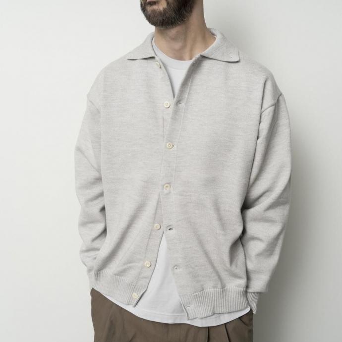 STILL BY HAND スティルバイハンド / KN05253 - LIGHT GREY 10Gニット ポロカーディガン | STILL BY HAND | 06