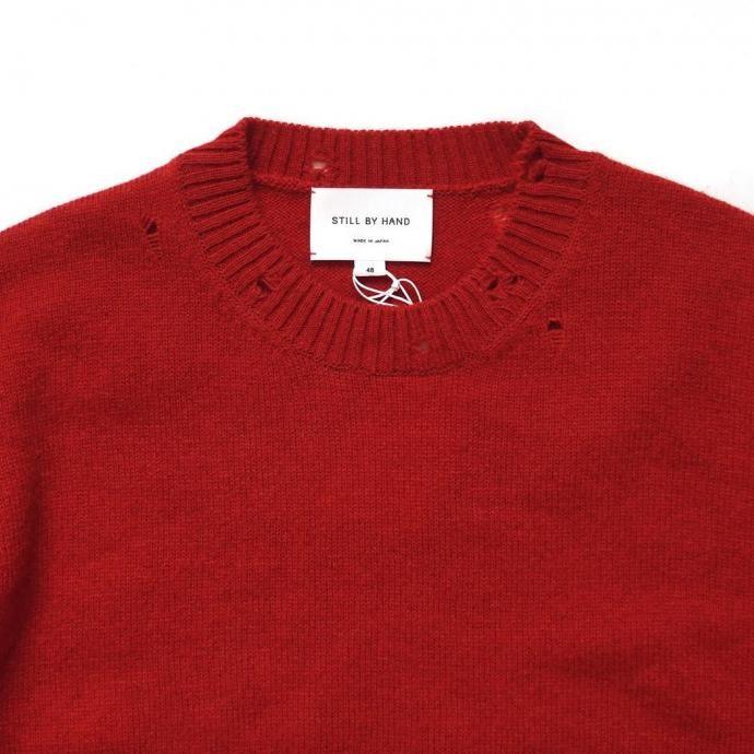 STILL BY HAND スティルバイハンド / KN01253 - VERMILION RED パンチドシェットランドセーター | STILL BY HAND | 02