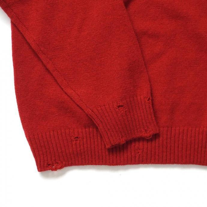 STILL BY HAND スティルバイハンド / KN01253 - VERMILION RED パンチドシェットランドセーター | STILL BY HAND | 03