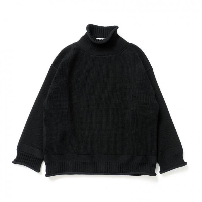 kontor / KON-KN01253 - BLACK ハイネック ガンジーセーター | 