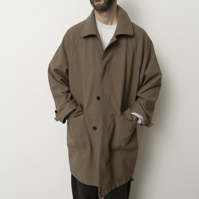 STILL BY HAND スティルバイハンド / CO03253 - BROWN CHARCOAL ウール／ナイロン バルカラーコート | STILL BY HAND | 08