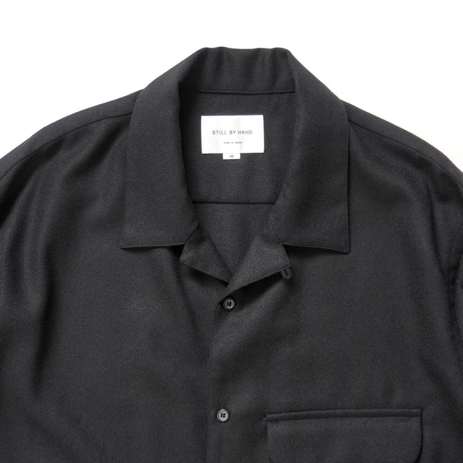 STILL BY HAND スティルバイハンド / SH04254 - BLACK ウール オープンカラーシャツ | STILL BY HAND | 02