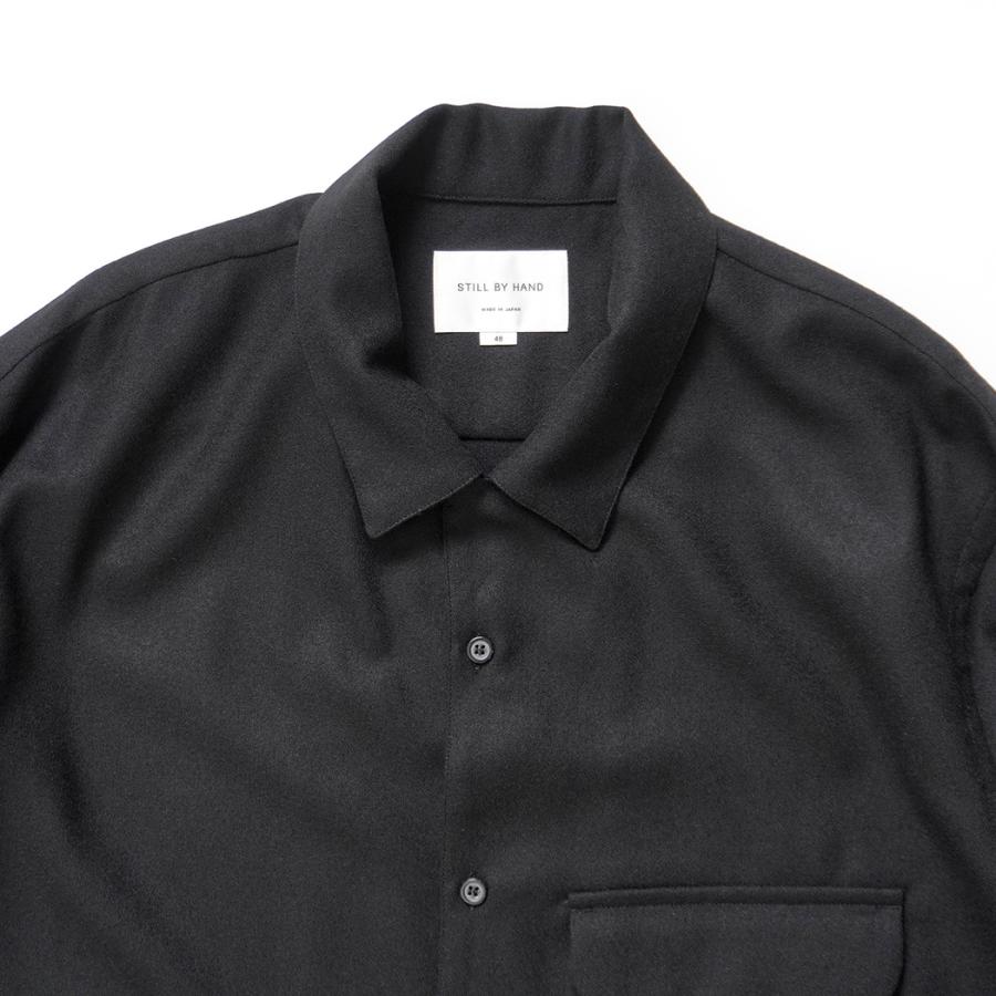 STILL BY HAND スティルバイハンド / SH04254 - BLACK ウール オープンカラーシャツ | STILL BY HAND | 03