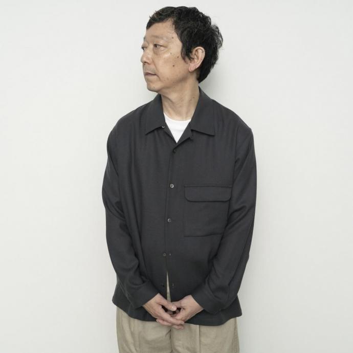 STILL BY HAND スティルバイハンド / SH04254 - BLACK ウール オープンカラーシャツ | STILL BY HAND | 05