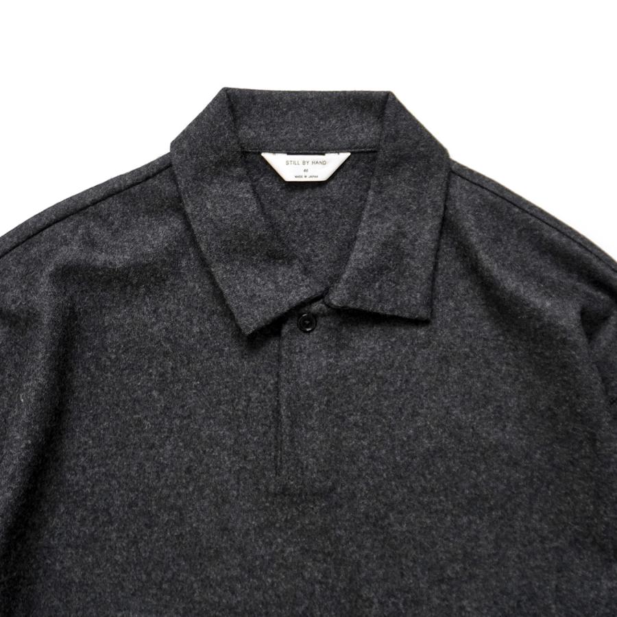 STILL BY HAND スティルバイハンド / CS02254 - CHARCOAL ウール／シルク 長袖ポロシャツ | STILL BY HAND | 02