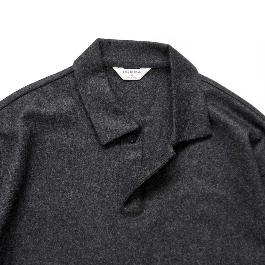 STILL BY HAND スティルバイハンド / CS02254 - CHARCOAL ウール／シルク 長袖ポロシャツ | STILL BY HAND | 03
