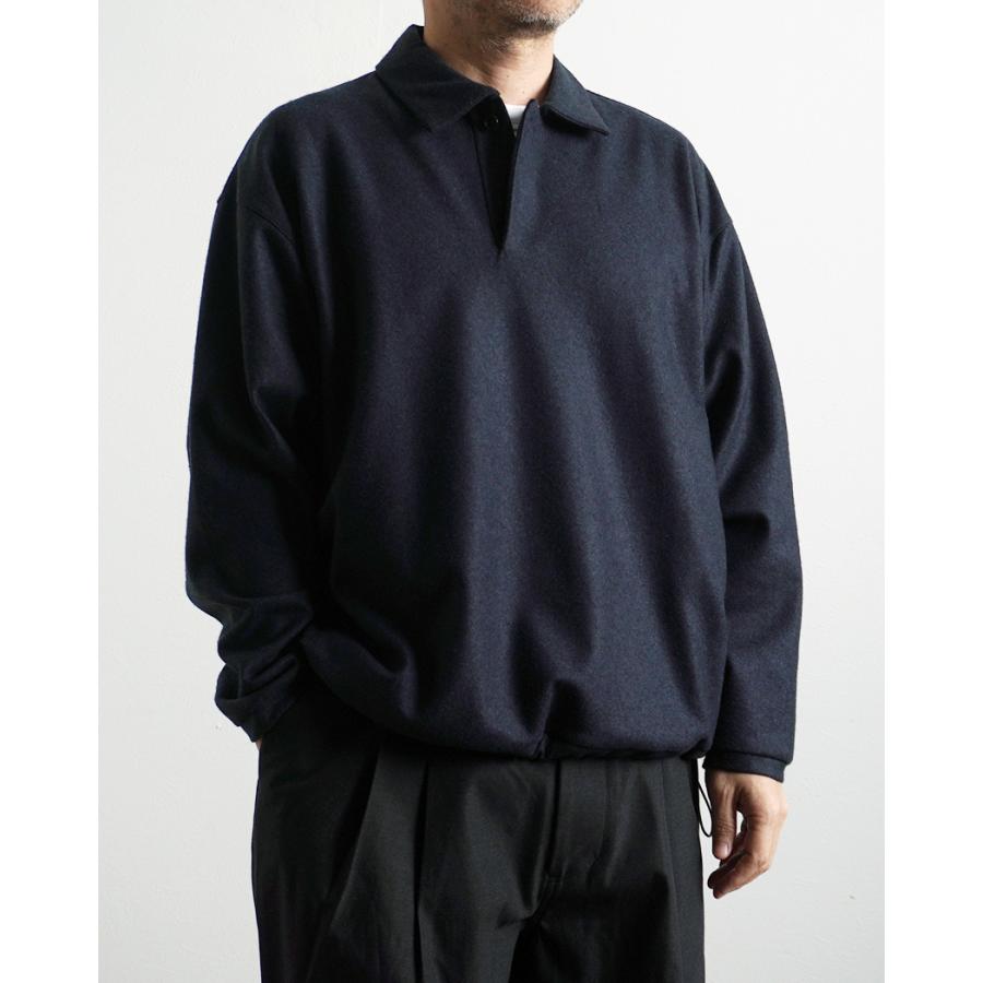 STILL BY HAND スティルバイハンド / CS02254 - CHARCOAL ウール／シルク 長袖ポロシャツ | STILL BY HAND | 08