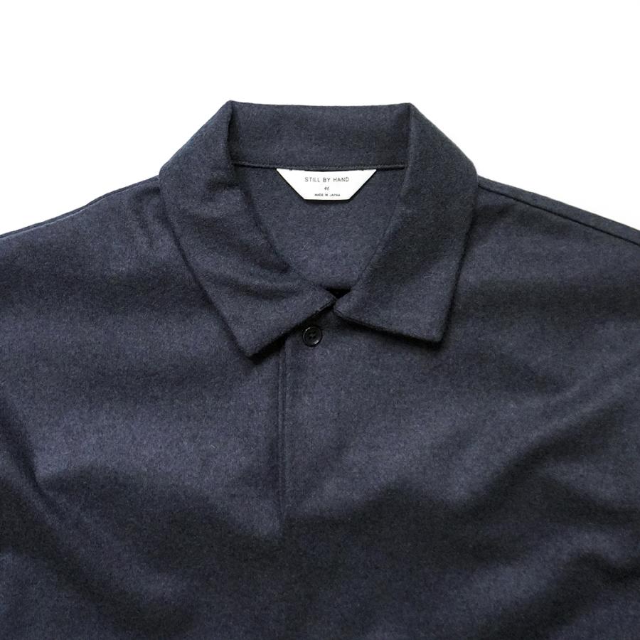 STILL BY HAND スティルバイハンド / CS02254 - NAVY ウール／シルク 長袖ポロシャツ | STILL BY HAND | 02