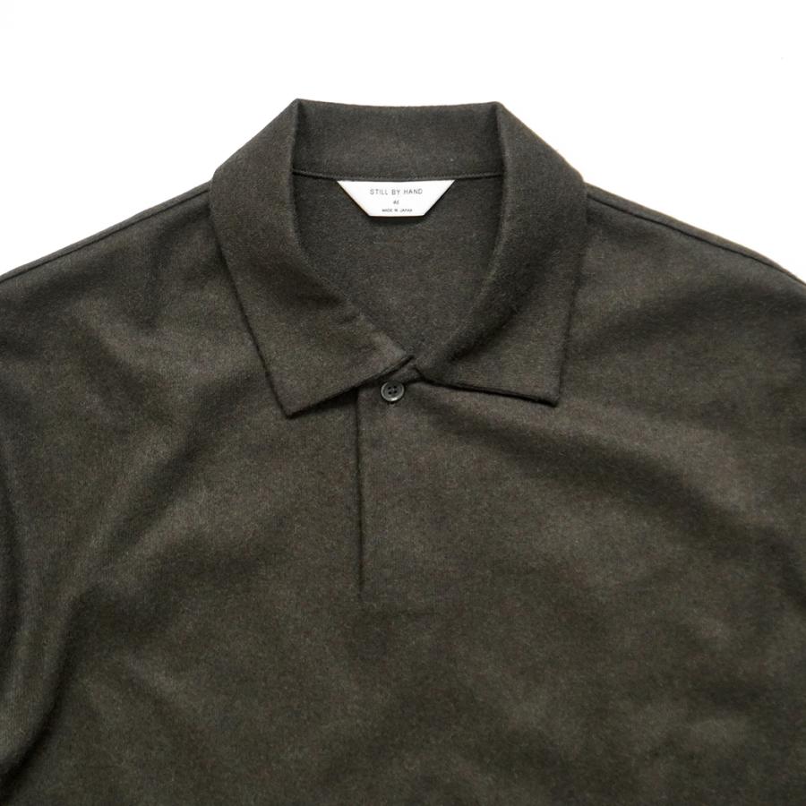 STILL BY HAND スティルバイハンド / CS02254 - OLIVE ウール／シルク 長袖ポロシャツ | STILL BY HAND | 02
