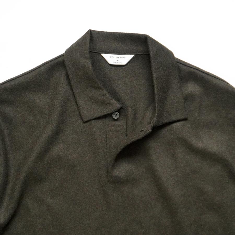 STILL BY HAND スティルバイハンド / CS02254 - OLIVE ウール／シルク 長袖ポロシャツ | STILL BY HAND | 03