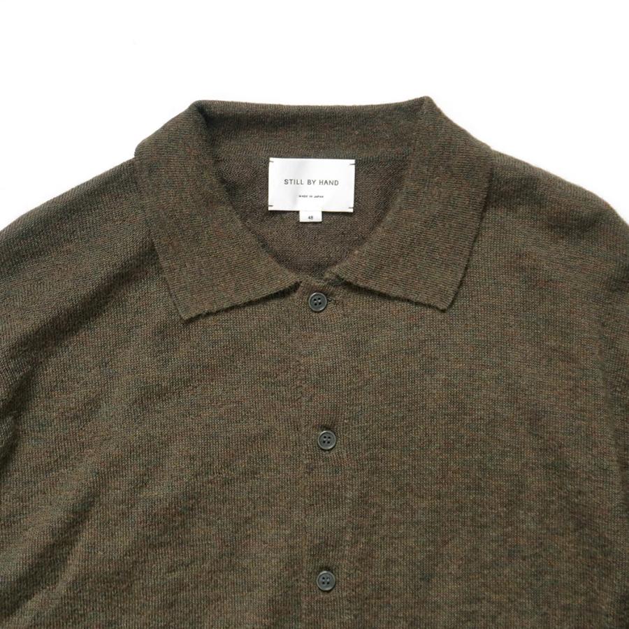 STILL BY HAND スティルバイハンド / KN01254 - OLIVE エクストラキッドモヘア混 ニットポロカーディガン | STILL BY HAND | 02
