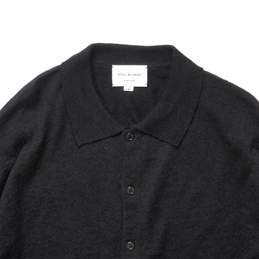 STILL BY HAND スティルバイハンド / KN01254 - BLACK エクストラキッドモヘア混 ニットポロカーディガン | STILL BY HAND | 02