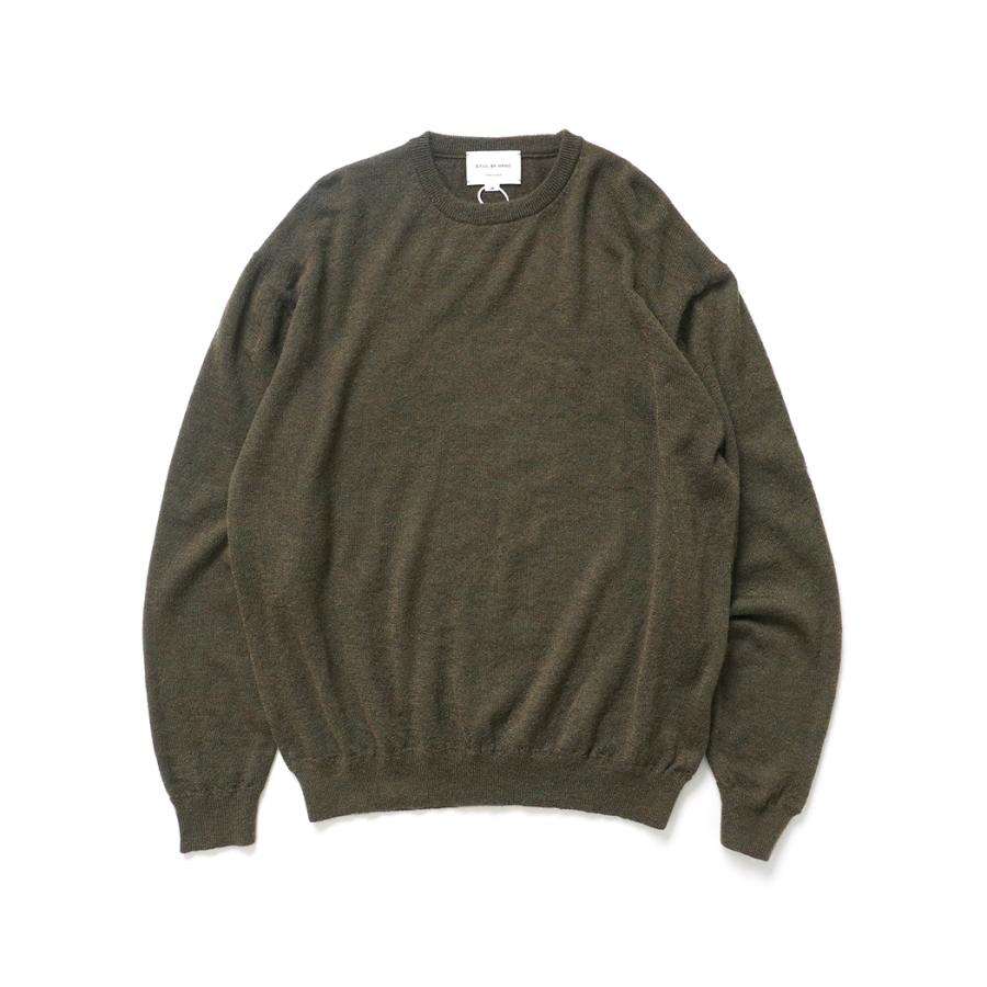 STILL BY HAND スティルバイハンド / KN02254 - OLIVE エクストラキッドモヘア混 クルーネックプルオーバー | STILL BY HAND