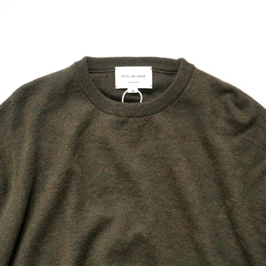 STILL BY HAND スティルバイハンド / KN02254 - OLIVE エクストラキッドモヘア混 クルーネックプルオーバー | STILL BY HAND | 02