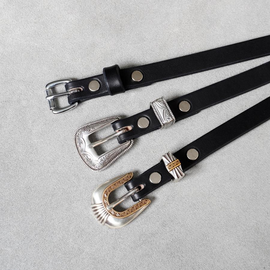 MOONSHINE LEATHER COMPANY / Roller Buckle 3/4-inch Leather Belt - Long Length ムーンシャインレザー ベルト ブラック |  | 08
