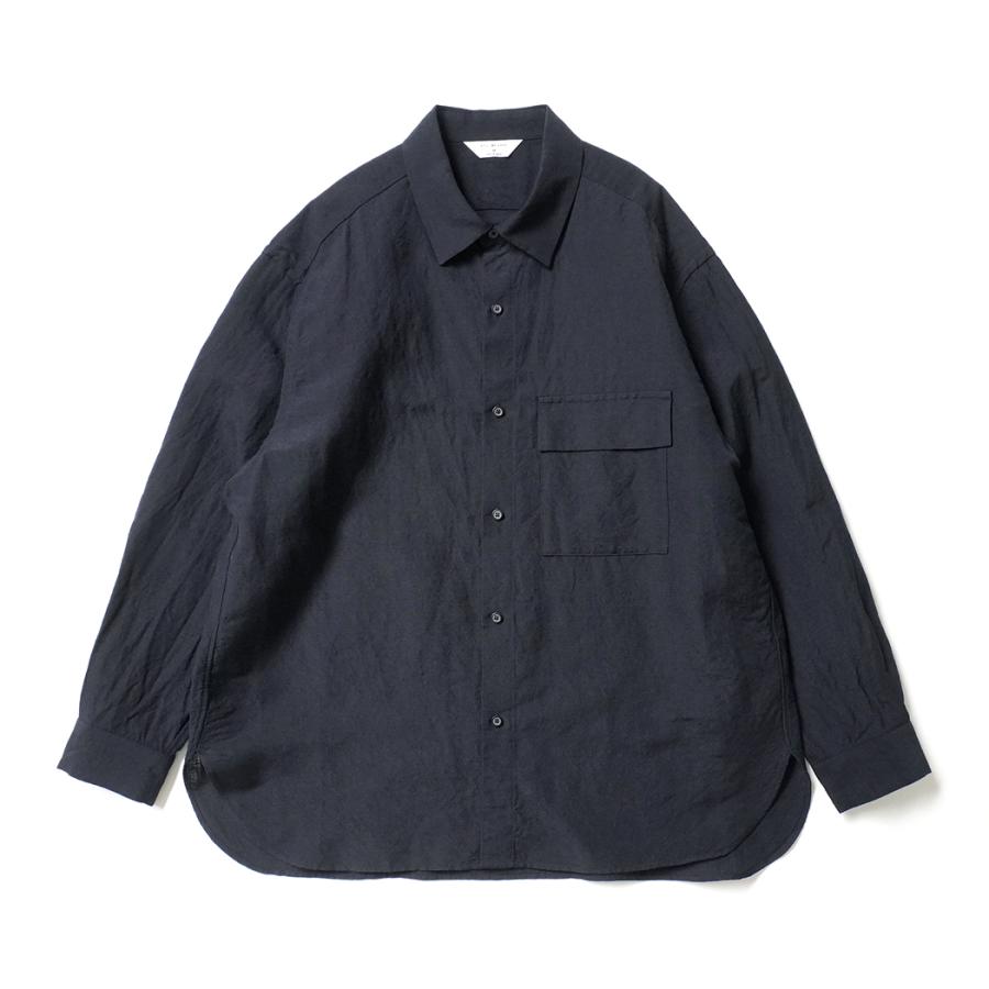 STILL BY HAND スティルバイハンド / SH03254 - NAVY ウール／リネン レギュラーカラーシャツ | STILL BY HAND