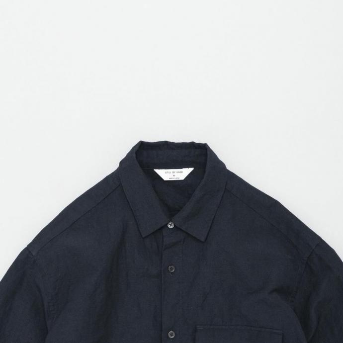 STILL BY HAND スティルバイハンド / SH03254 - NAVY ウール／リネン レギュラーカラーシャツ | STILL BY HAND | 01